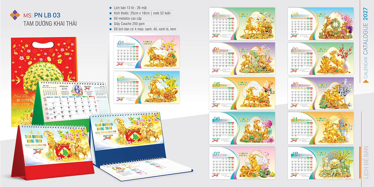 Lịch để bàn 2027 — mẫu 4