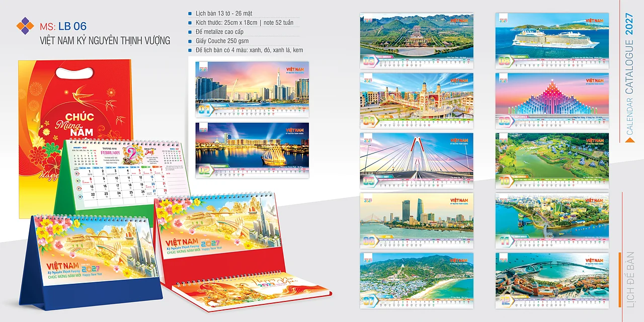 Lịch để bàn 2027 — mẫu 7