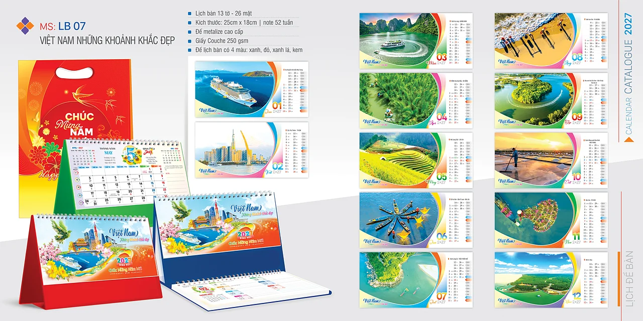 Lịch để bàn 2027 — mẫu 8