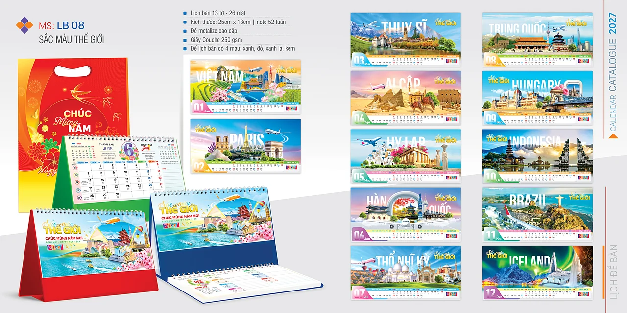 Lịch để bàn 2027 — mẫu 9