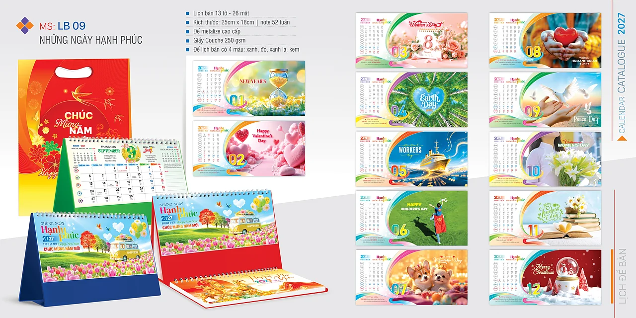 Lịch để bàn 2027 — mẫu 10