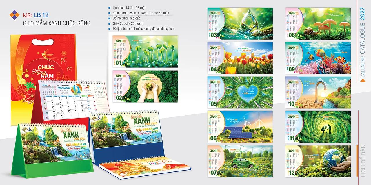 Lịch để bàn 2027 — mẫu 13
