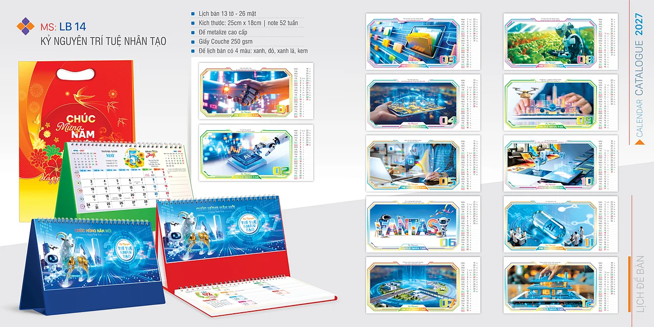 Lịch để bàn 2027 — mẫu 14