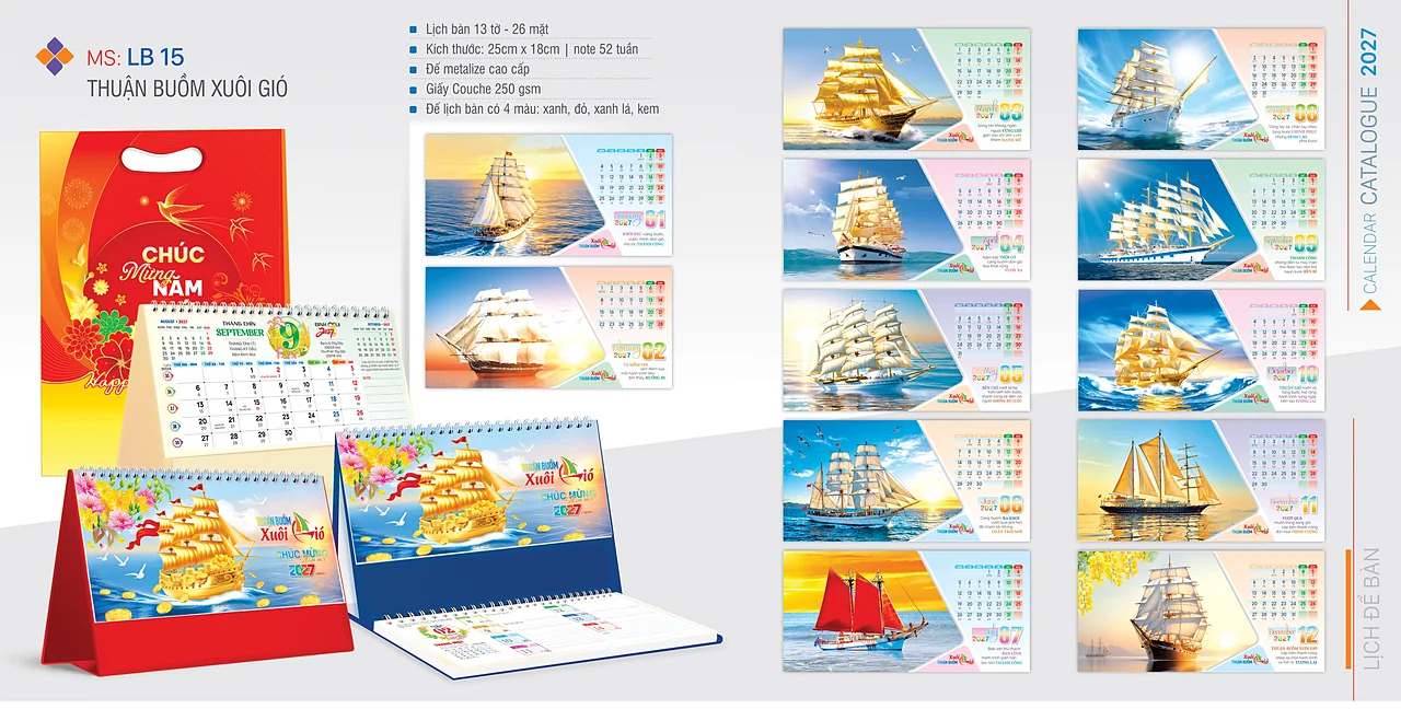 Lịch để bàn 2027 — mẫu 15