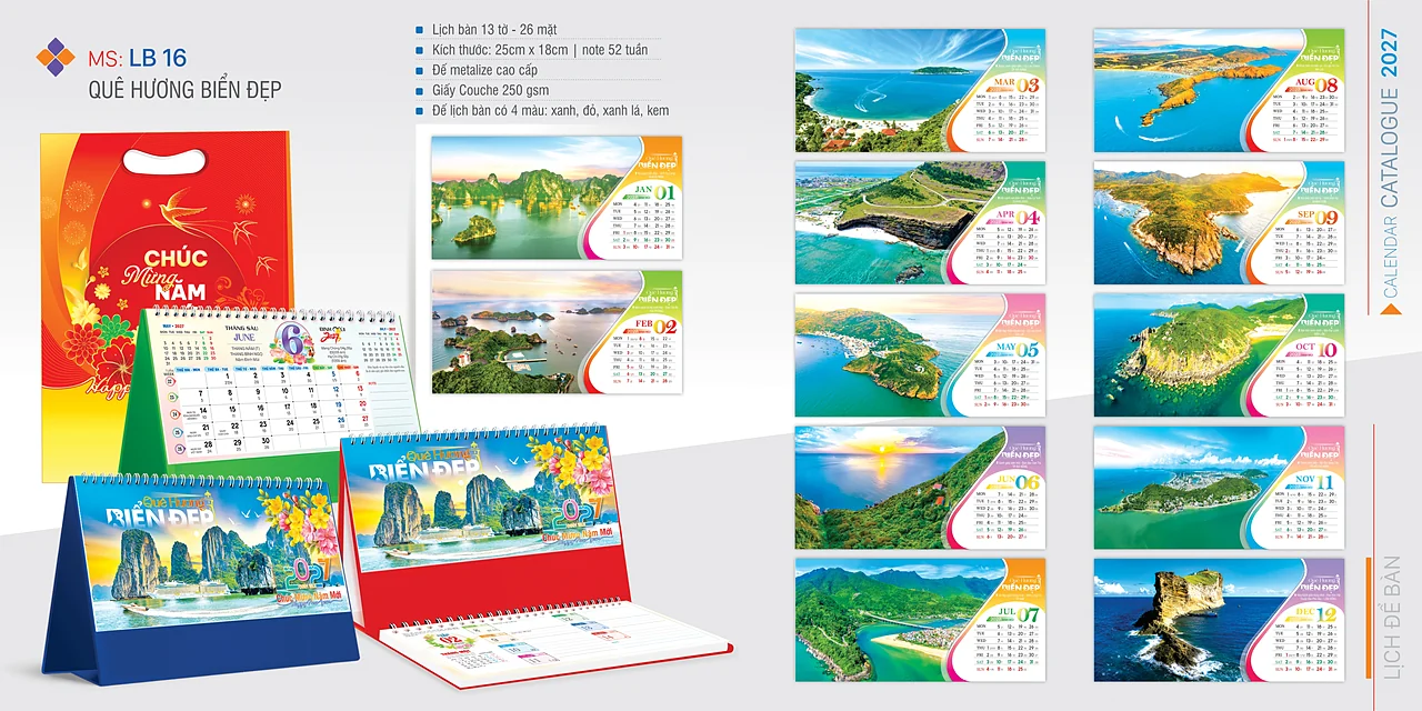 Lịch để bàn 2027 — mẫu 16