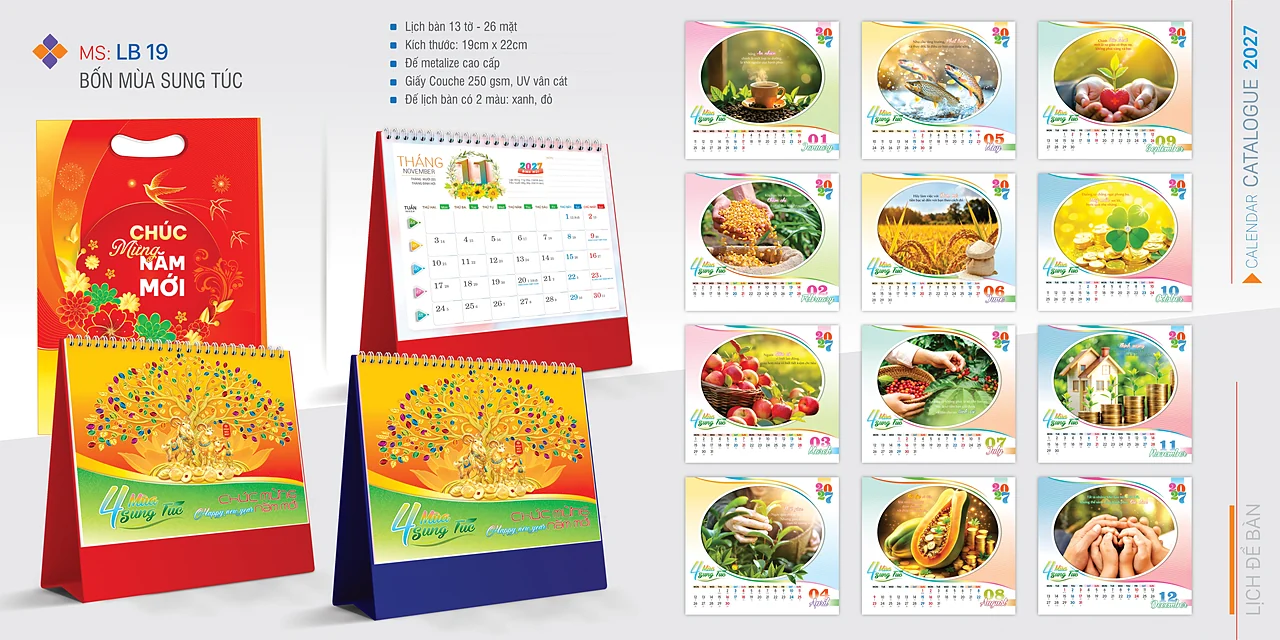 Lịch để bàn 2027 — mẫu 17