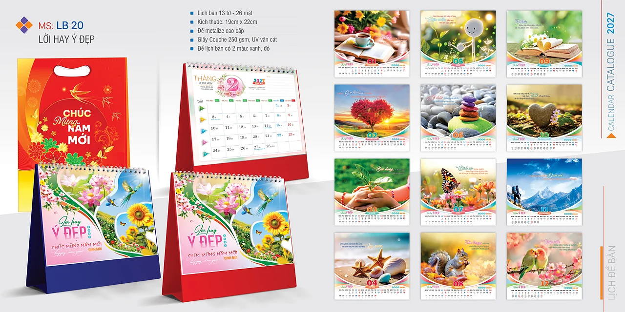 Lịch để bàn 2027 — mẫu 18