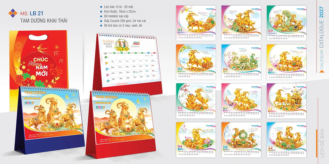 Lịch để bàn 2027 — mẫu 19